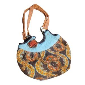 April Cornell CF Sonnet Quilted Purse Handbag Brown Orange Paisley Retro